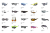 A diagram showing images of Oakley sunglasses most iconic eyewear models, from 1984 to 2024.